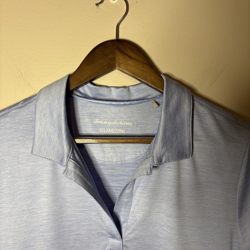Tommy Bahama Polo Shirt Womens Medium Light Blue Delray Islandzone Performance - Picture 4 of 6